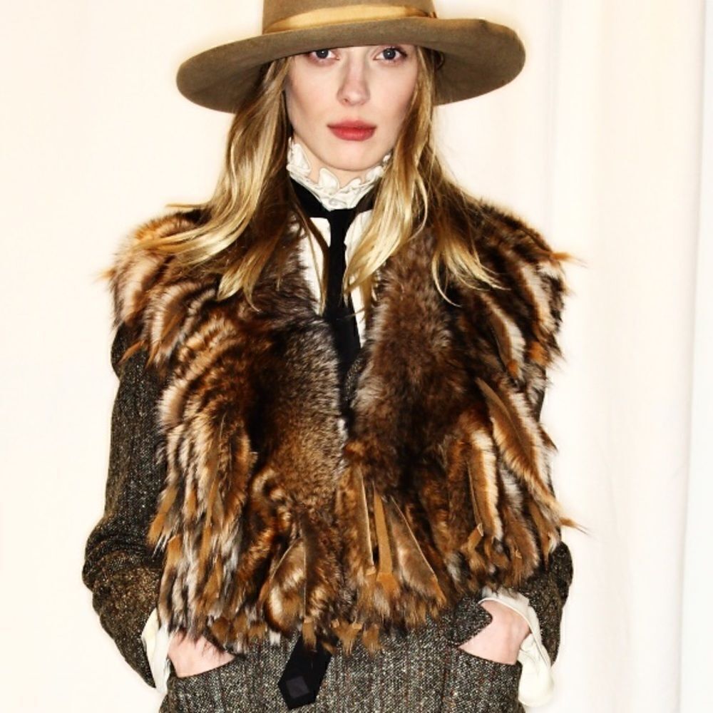 *Ralph Lauren Collection Fall 2015 Runway Spanish Lamb Shearling Fringe Stole